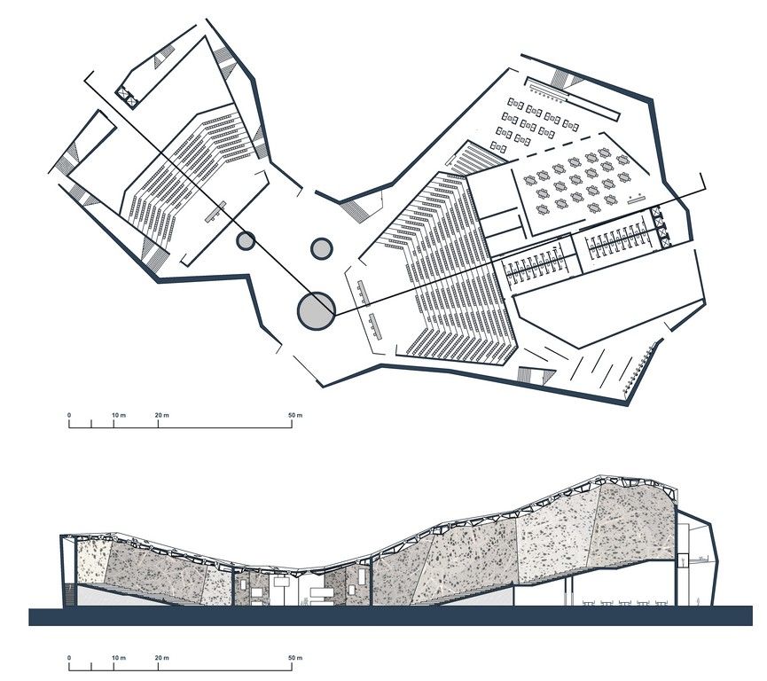conference hall plan section