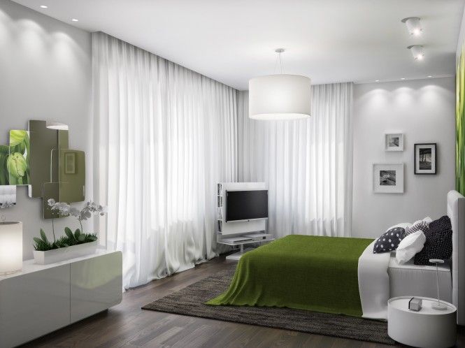 Green white bedroom scheme