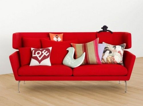 Red modern sofa cushions 665x493