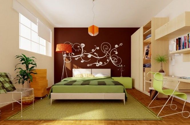 green brown orange modern bedroom