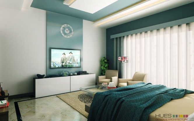 white aqua blue modern bedroom