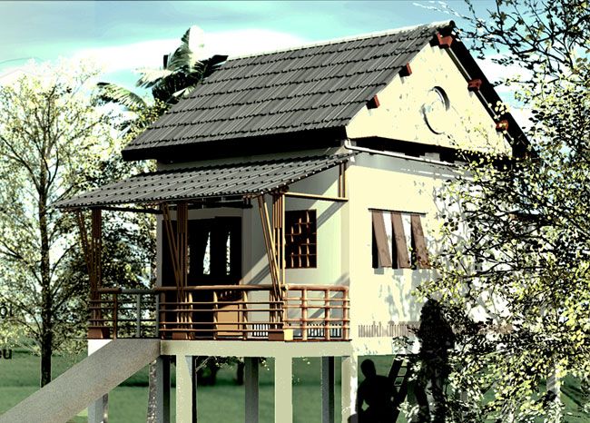 Thiết kế "Nhà ở miền Tây mùa nước nổi" đạt giải ba.