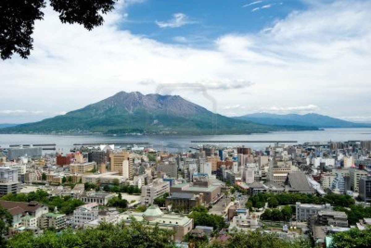 9498174 active volcano in the near future of kagoshima city japan named sakurajima