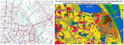 QH Giao thông nội thành , trích khu vực quận Ba Đình và QH định hướng không gian 2030-2050