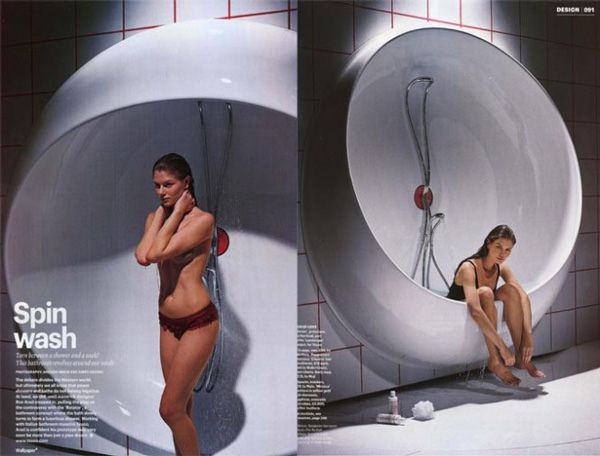 Ron Arad làm việc tại công ty thiết kế phòng tắm Teuco, Ý, đã cho ra mắt mẫu bồn tắm vòi hoa sen Standup hình tròn.