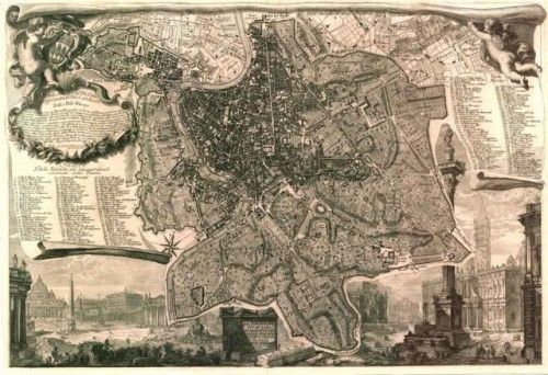 Hình 3: Bản đồ thành Rome của Giambattista Nolli hoàn thành vào năm 1748. (Nguồn: Wikipedia.org) 