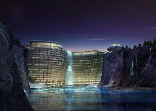 dezeen_Cave-hotel-underway-in-water-filled-Chinese-quarry_ban