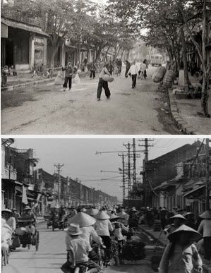 Đường phố Hà Nội đi bộ và xe đạp năm 1981 (ảnh tại triển lãm “Spirit of place – Mảnh đất hóa tâm hồn” của John Ramsden- HN2013, Hanoidata ST&BT)