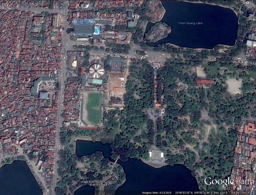 Bản đồ khu vực Công viên Thống Nhất và phụ cận 1962 và ảnh vệ tinh 2015-Hanoidata ST&BT