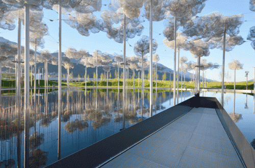 Vườn mây thuộc Swarovski (Srystal worlds) thực hiện năm 2015, mở rộng từ 3,5ha lên 7,5ha , sử dụng vật liệu dây thép, cước, pha lê...