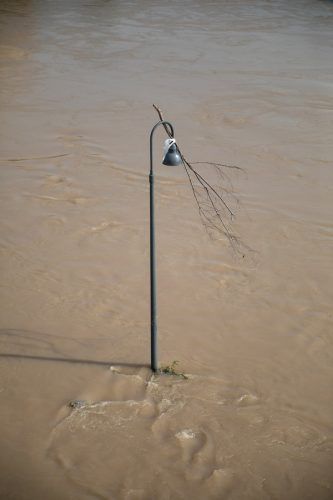 Kien Viet A lamp post was partly submerged at Allen’s Landing the founding site of Houston on the flooded banks of Buffalo Bayou in downtown Houston on Friday.