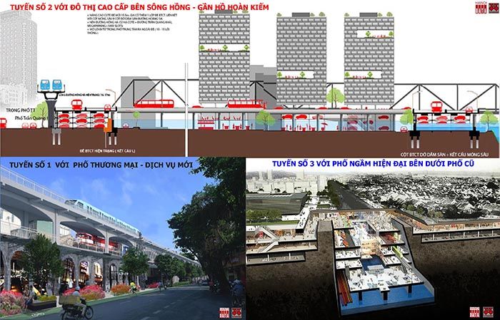  Phương án tuyến ĐSĐT 1,2,3 đi qua quận Hoàn Kiếm do CitySolution đề xuất 2018
