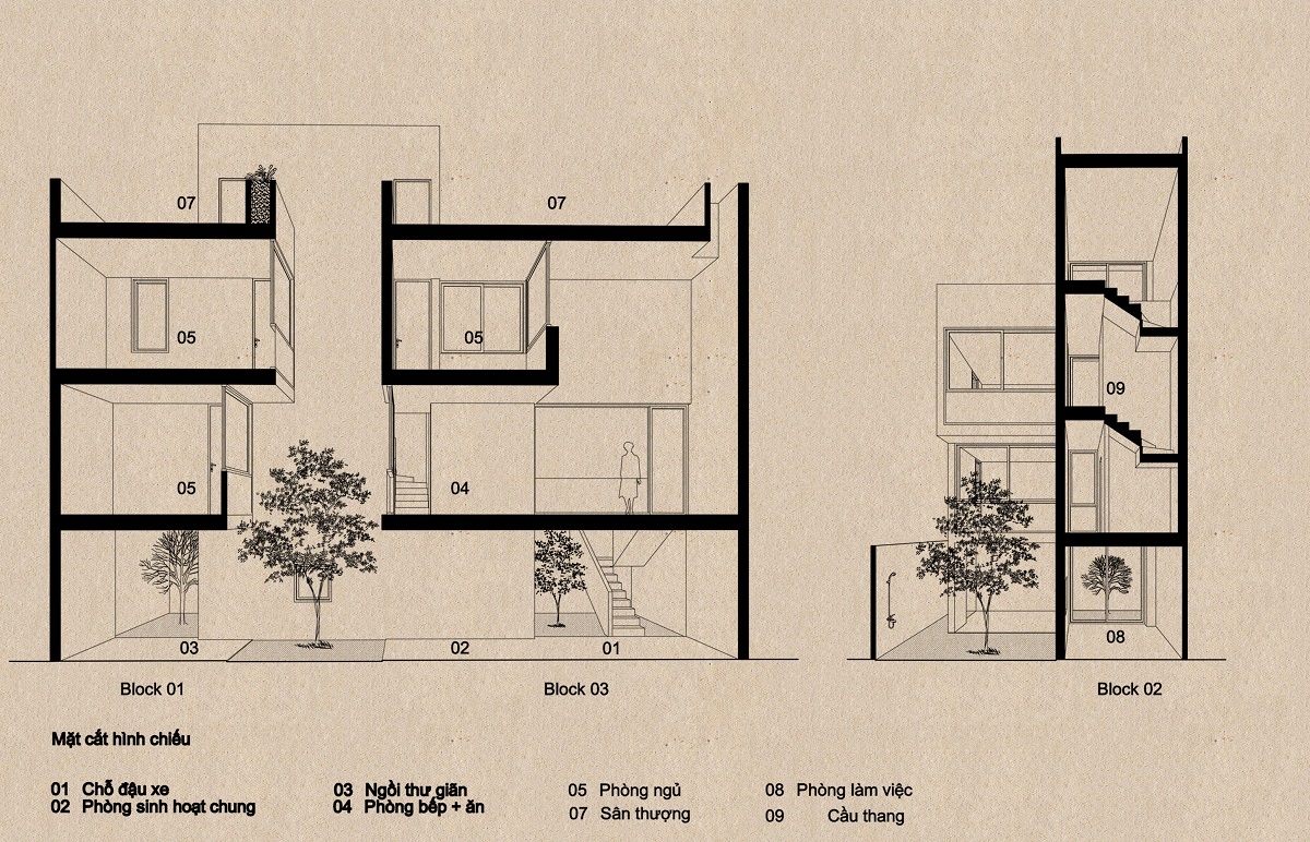 mặt cắt 1 2000x1000 - Nh&agrave; Mệ Loan - Khoảng trời đ&oacute;n nắng trong ng&otilde; nhỏ | H-H Studio