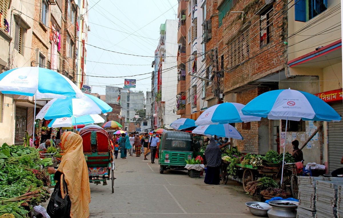 Umbrellas distributed to street vendors who relocated to the streets © UN Habitat