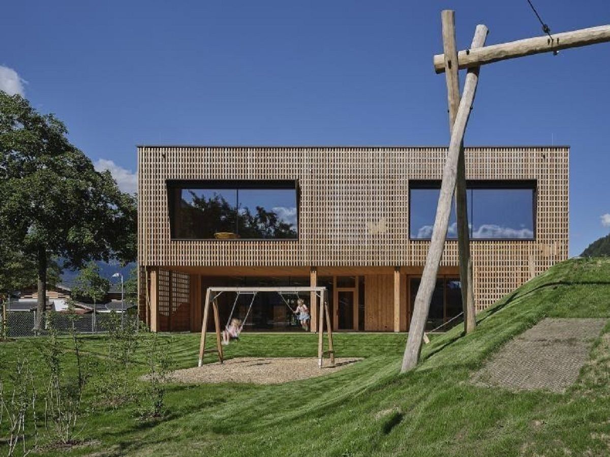 Trường mẫu giáo ở Áo tôn vinh vật liệu gỗ tự nhiên