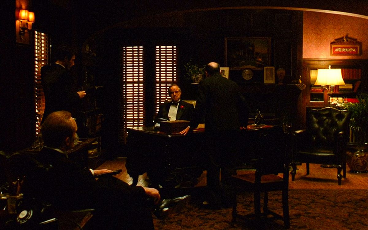 the godfather opening scene lighting
